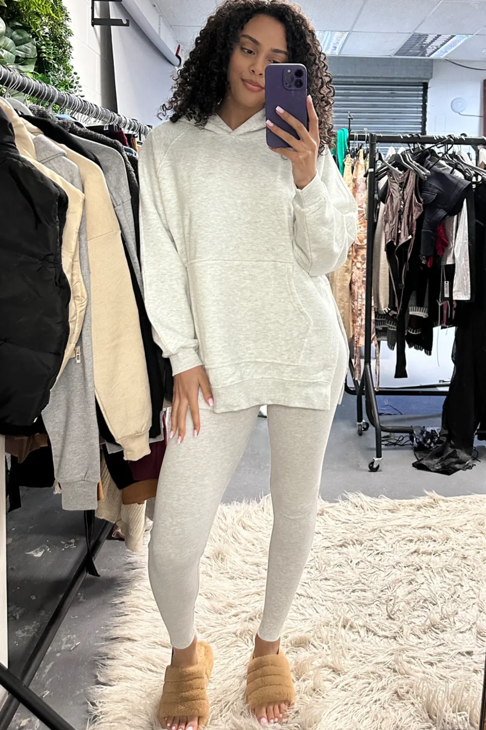Rebellious Fashion Light Grey Oversized Hoodie And Leggings Co-ord Set - Renee