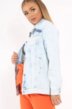 Rebellious Fashion Light wash Denim Jacket - Samaira