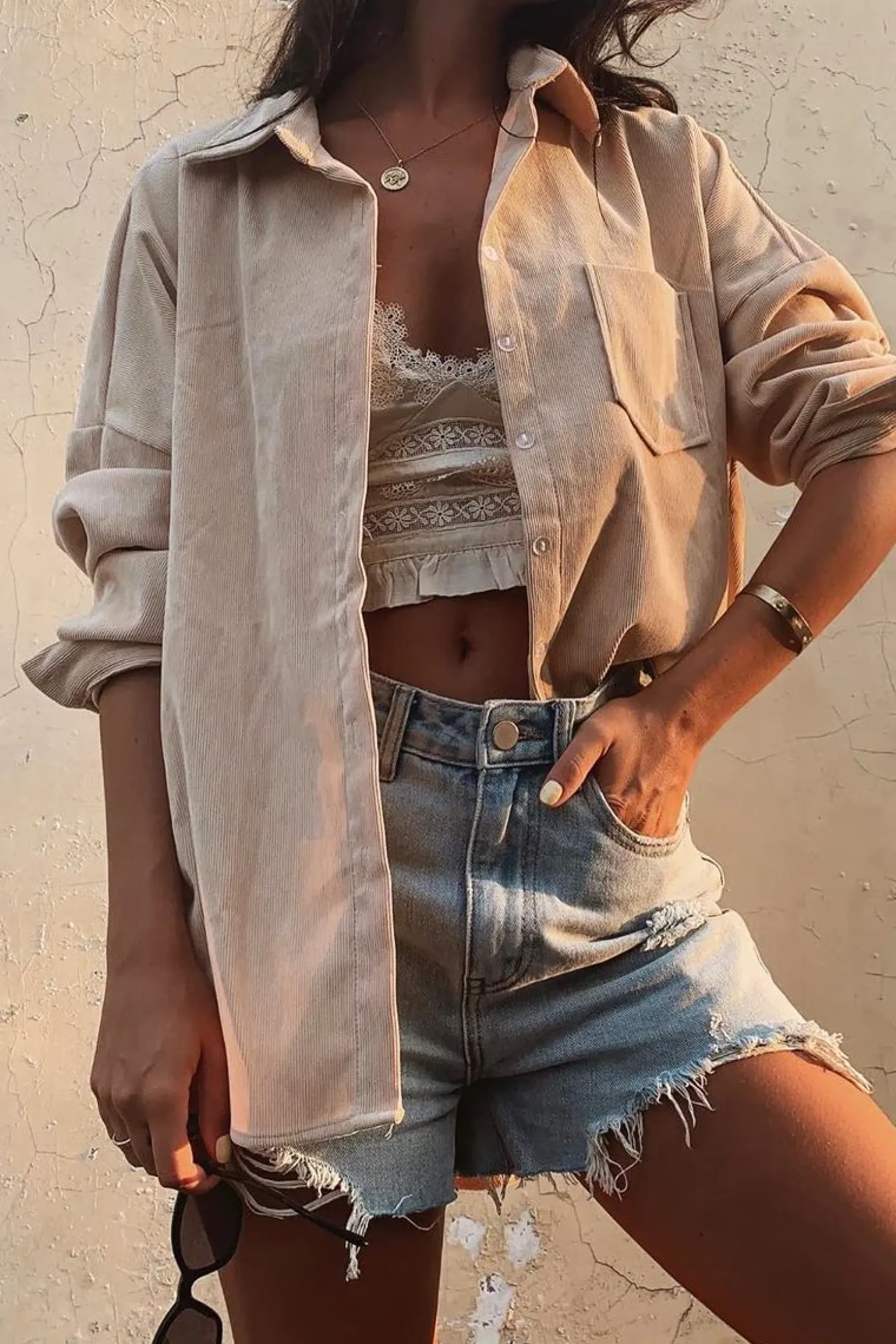 Rebellious Fashion Light Wash Ripped Denim Shorts - Bexlie
