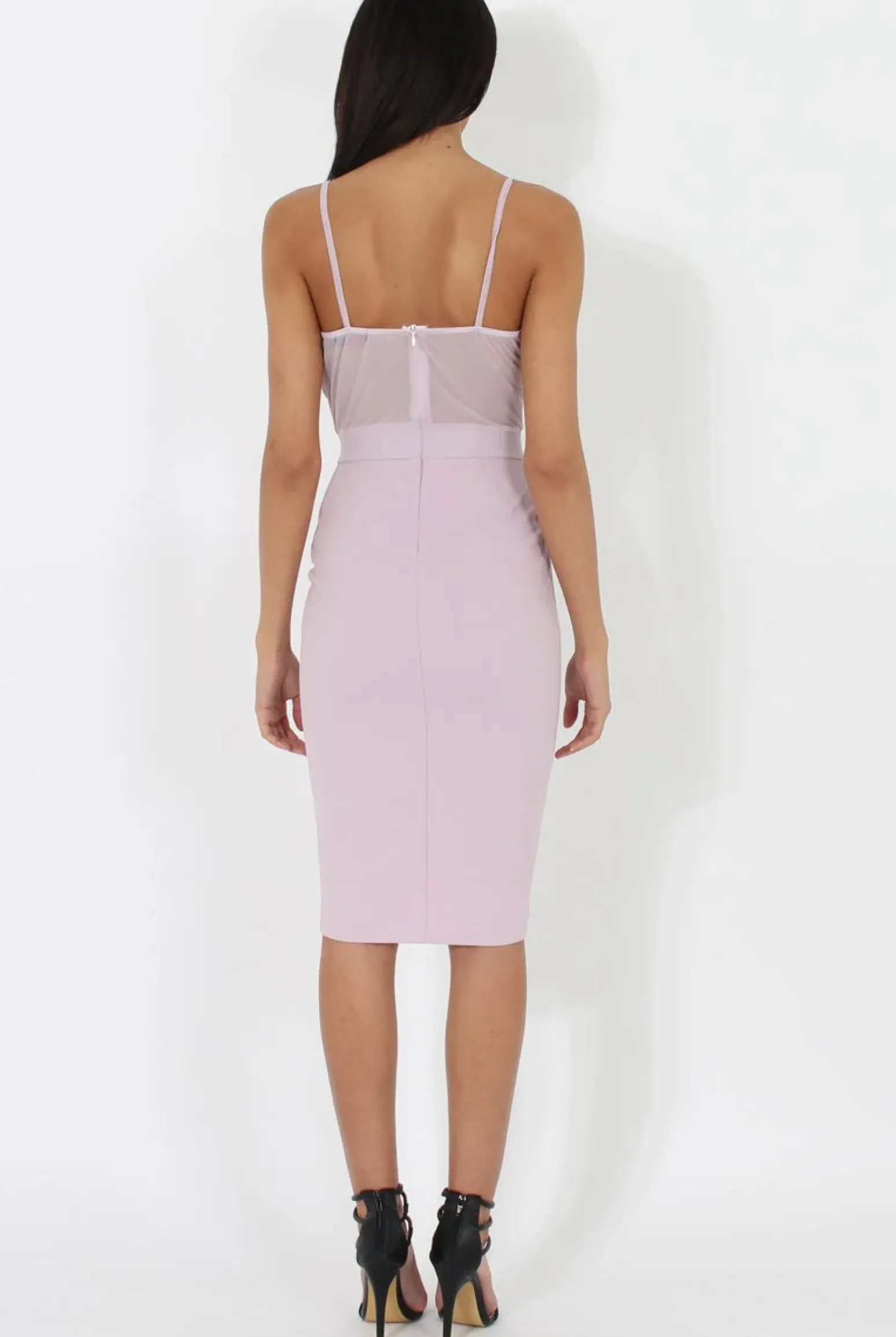 Rebellious Fashion Lilac Applique Mesh Bodycon Dress - Tallulah