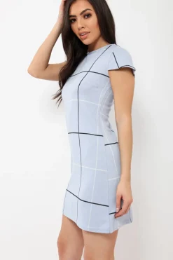 Rebellious Fashion Lilac Check Print Mini Dress - Lorna
