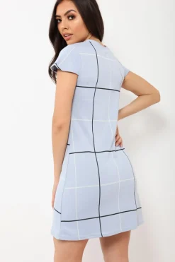 Rebellious Fashion Lilac Check Print Mini Dress - Lorna