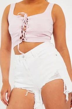 Rebellious Fashion Lilac Crepe Corset Bralet Top - Judie