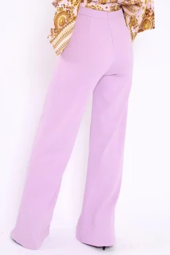 Rebellious Fashion Lilac High Waist Flare Trousers - Tisha