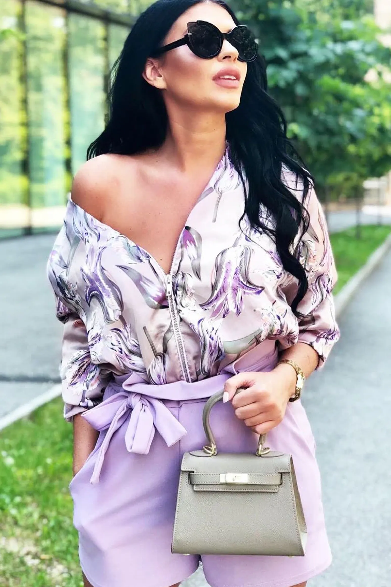 Rebellious Fashion Lilac Paper Bag Tie Waist Shorts - Sigrid