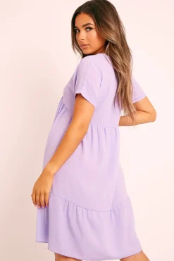 Rebellious Fashion Lilac Plunge Smock Dress - Cambriella