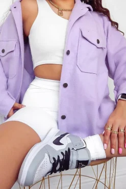 Rebellious Fashion Lilac Pocket Oversized Brushed Shacket - Caley