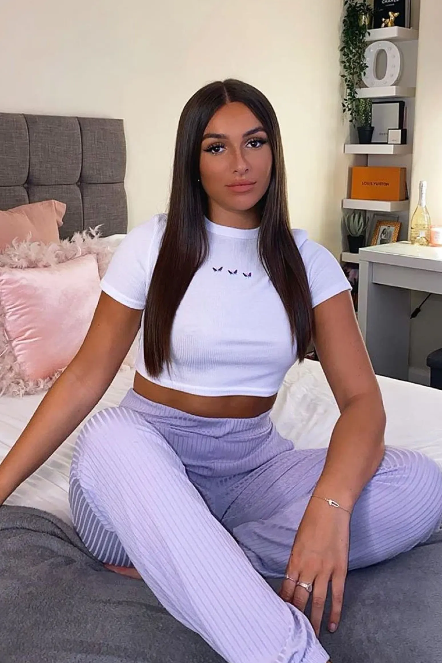 Rebellious Fashion Lilac Ribbed Cuffed Trousers - Scarletta