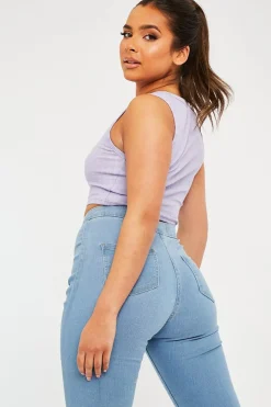 Rebellious Fashion Lilac Ribbed Vest Cropped Top - Briza