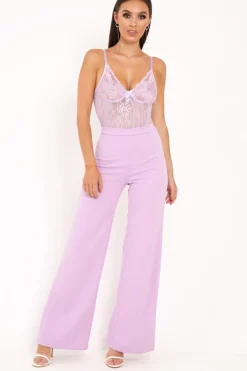 Rebellious Fashion Lilac Sheer Lace Bodysuit - Katia
