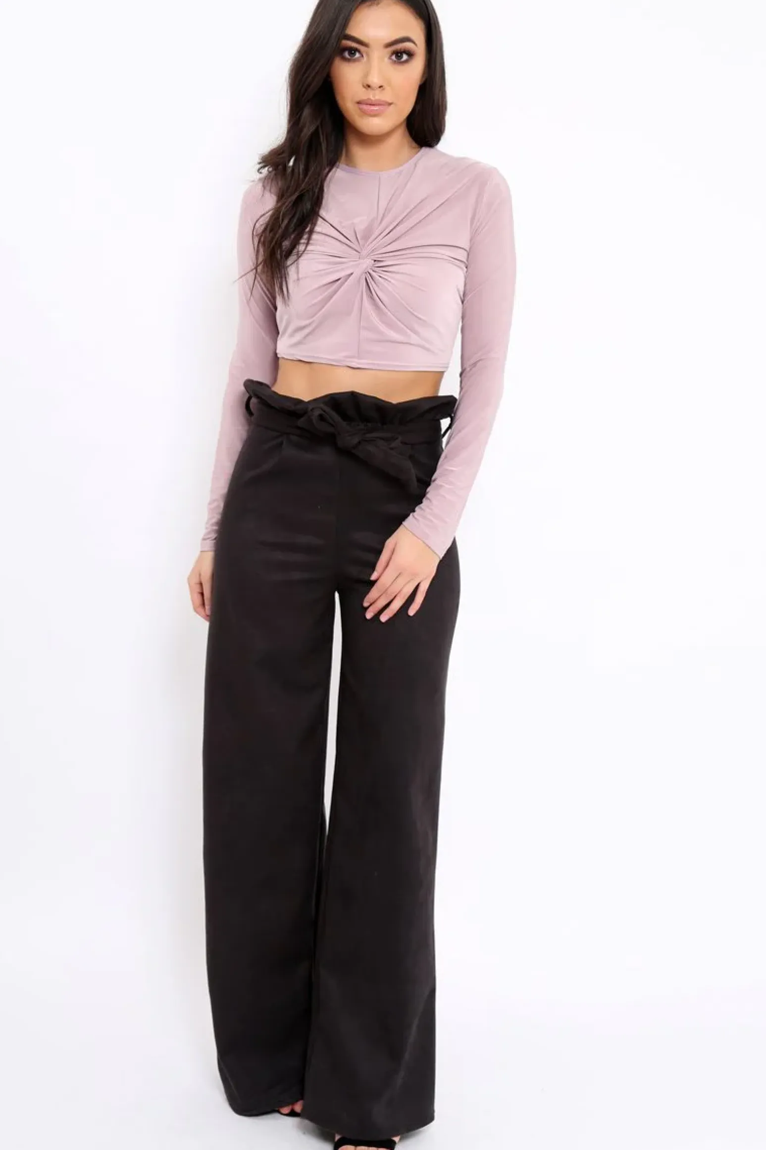 Rebellious Fashion Lilac Twist Knot Front Crop Top - Keely