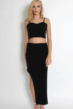 Rebellious Fashion Lilly Black Asymmetric Two Piece