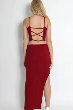 Rebellious Fashion Lilly Wine Asymmetric Two Piece