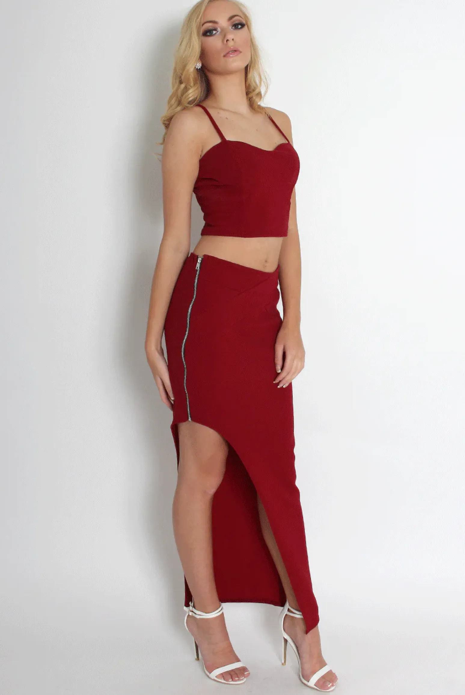 Rebellious Fashion Lilly Wine Asymmetric Two Piece
