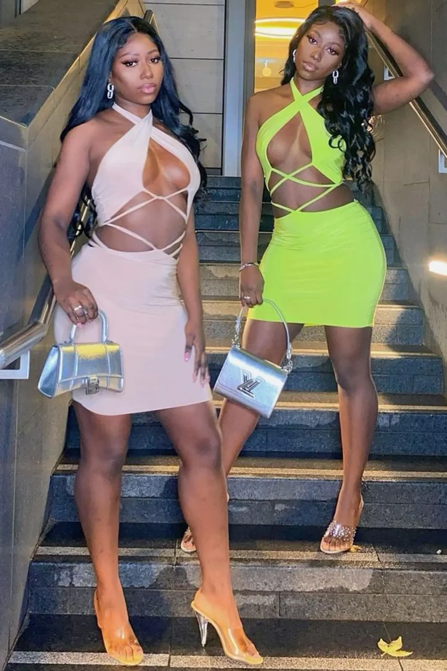Rebellious Fashion Lime Cross Over Crop Top & Mini Skirt Set - Kenzie