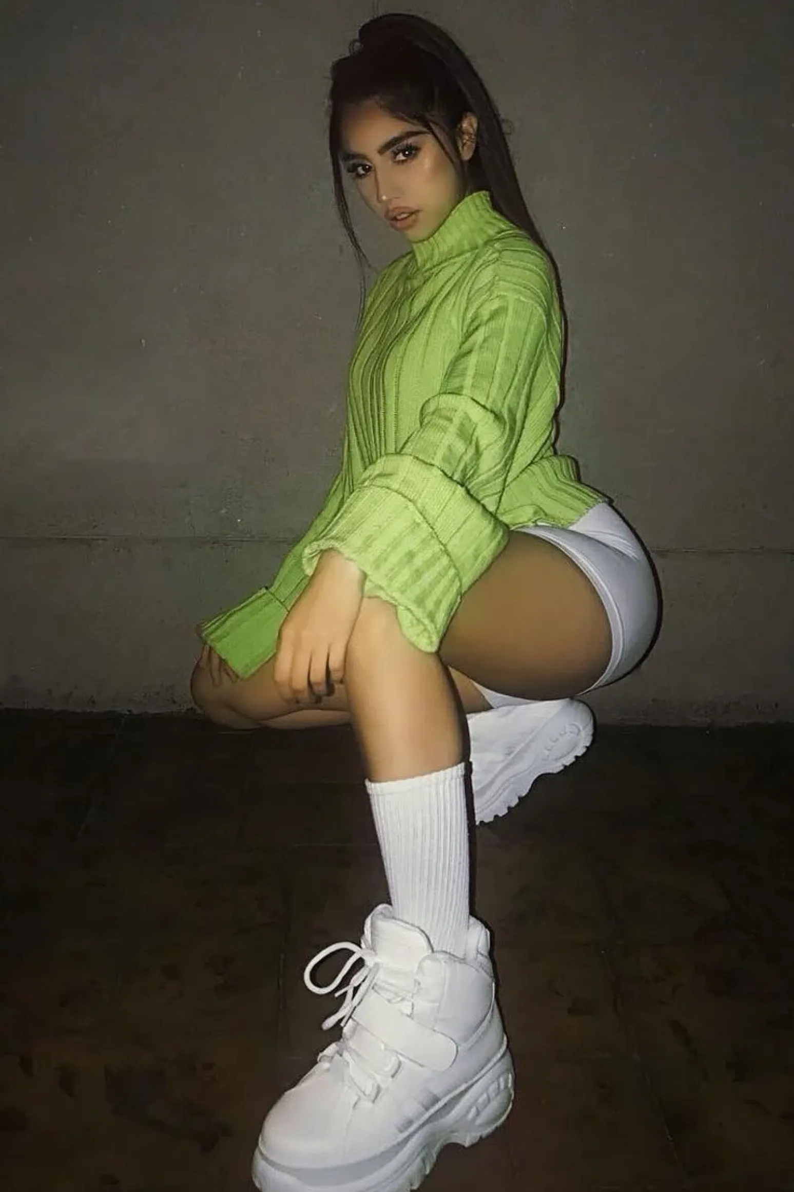 Rebellious Fashion Lime Green Knit High Neck Jumper - Jaelynn