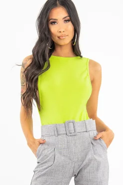 Rebellious Fashion Lime Green Side Boob Bodysuit - Adrionna