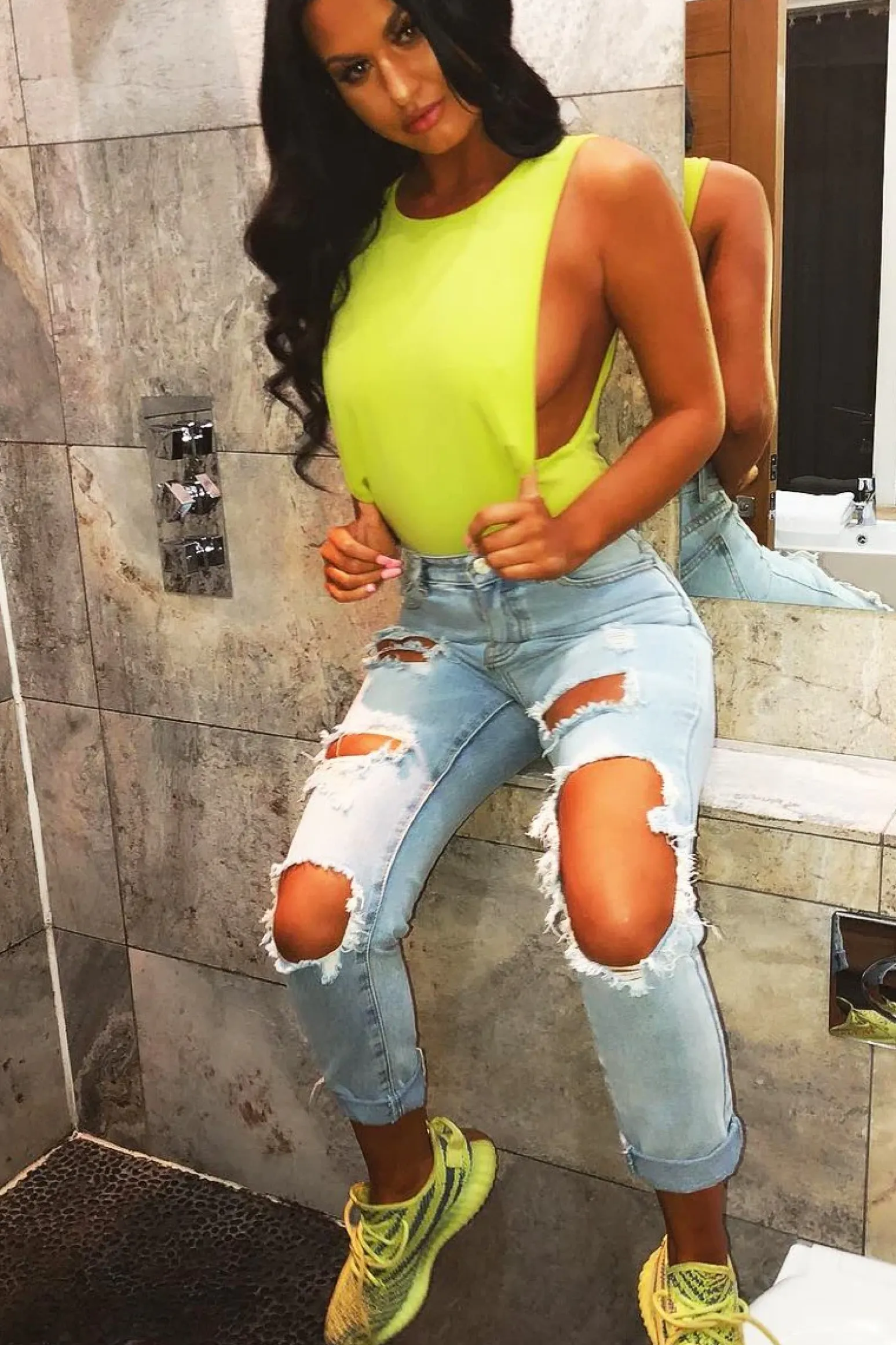Rebellious Fashion Lime Green Side Boob Bodysuit - Adrionna