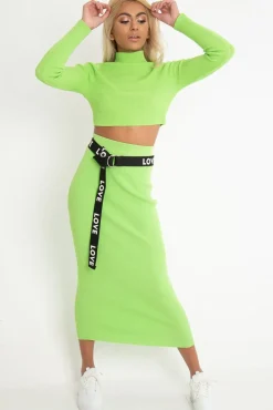 Rebellious Fashion Lime High Neck Rib Knit Crop Jumper - Emogene