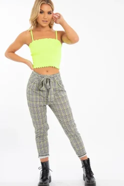Rebellious Fashion Lime Ribbed Frill Edge Crop Top - Zura