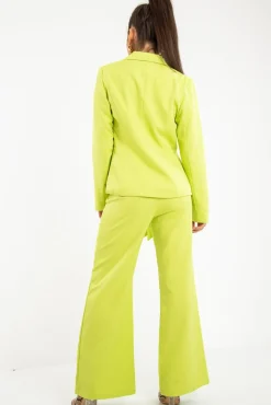 Rebellious Fashion Lime Tie Front Blazer Wide Leg Trouser Co-Ord - Saphira