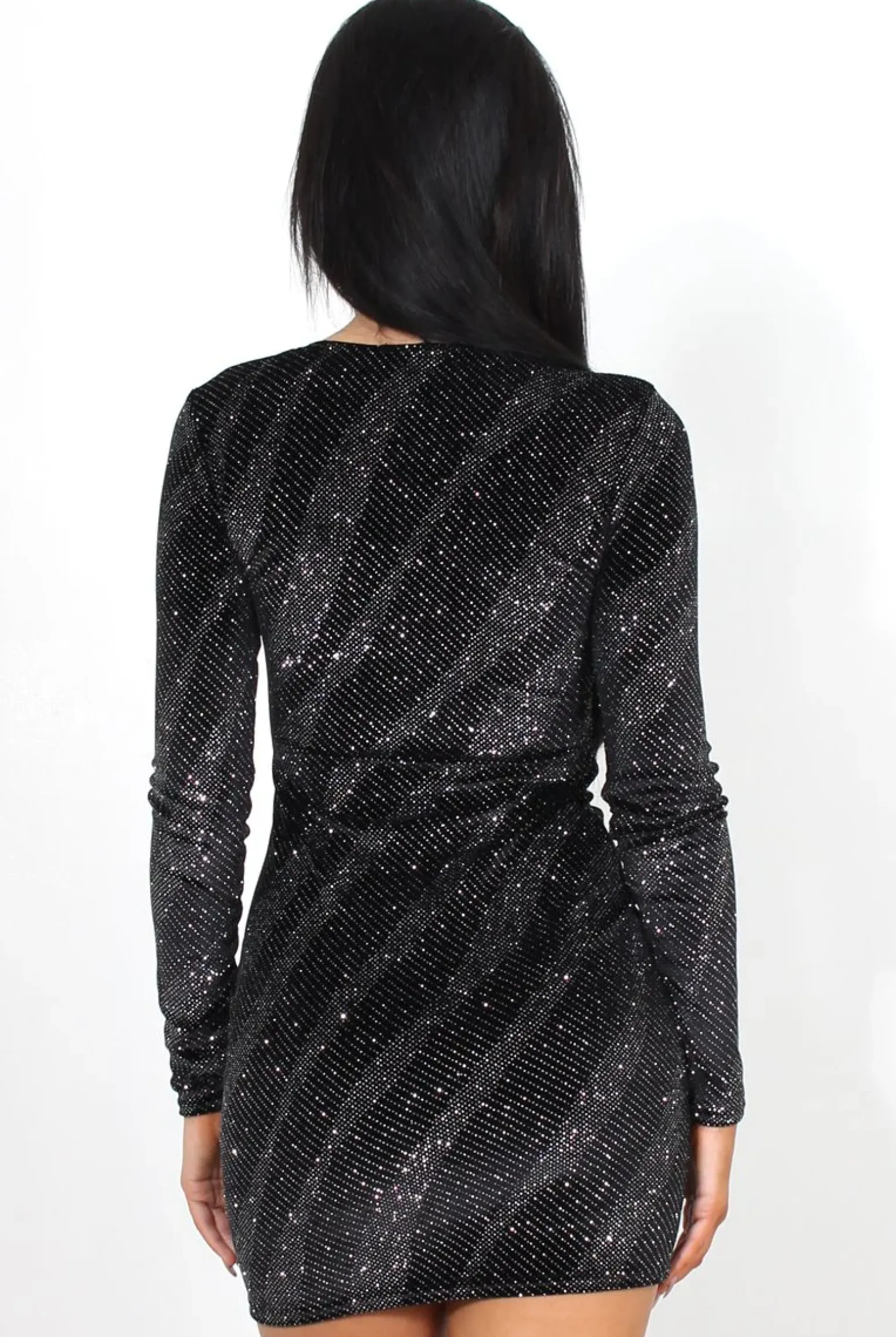 Rebellious Fashion Lindie Black Sequin Long Sleeve Bodycon Dress