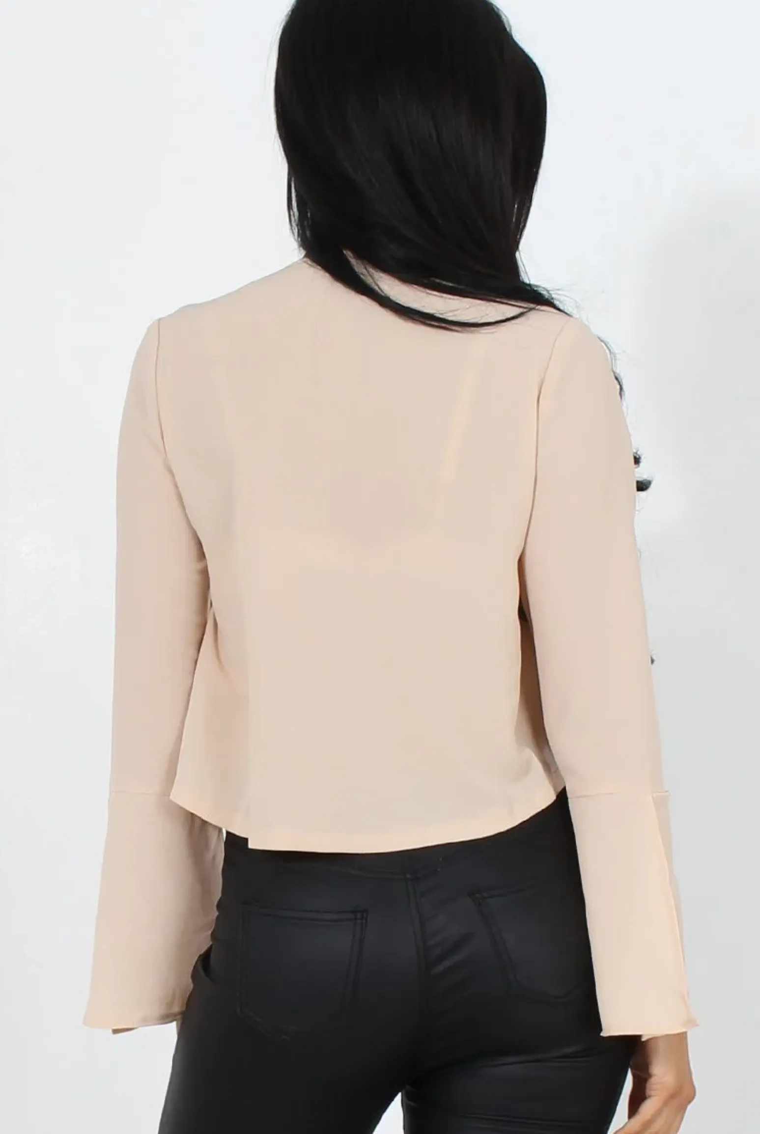 Rebellious Fashion Linn Nude Sleeve Tie Crop Top