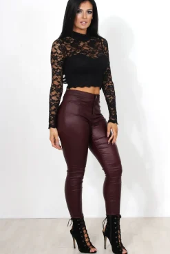 Rebellious Fashion Lissa Black Lace Crop Top