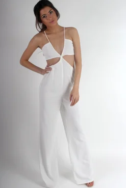 Rebellious Fashion Louise White Cut Out Jumpsuit