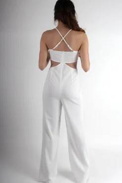 Rebellious Fashion Louise White Cut Out Jumpsuit
