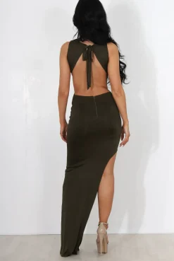 Rebellious Fashion Luana Khaki Maxi Dress