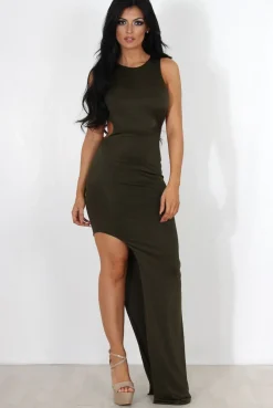 Rebellious Fashion Luana Khaki Maxi Dress