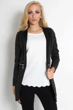 Rebellious Fashion Lydia Dark Grey Hooded Jacket