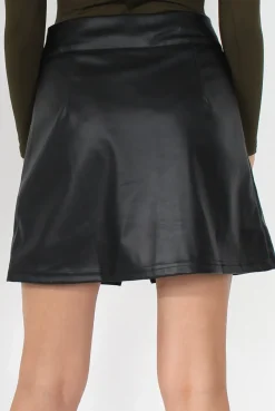 Rebellious Fashion Mae Black PU Zip Front Mini Skirt