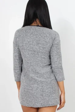 Rebellious Fashion Mandal Grey Knitted Jumper Dress