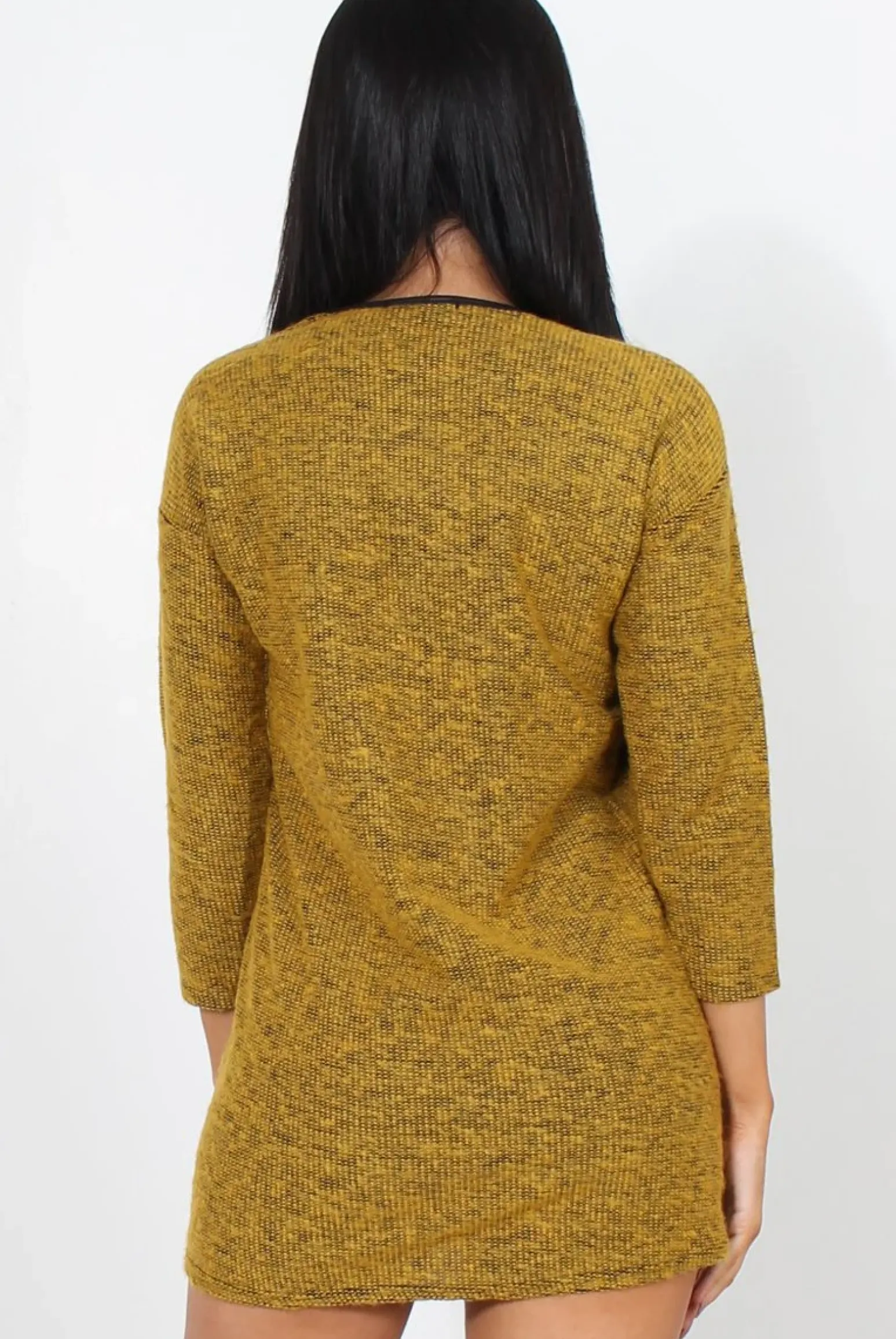 Rebellious Fashion Mandal Mustard Knitted Jumper Dress