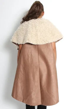 Rebellious Fashion Marissa Camel Suede Fur Lined Gillet