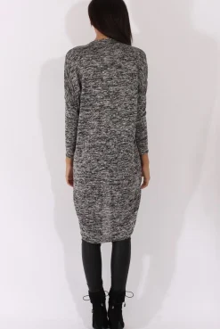 Rebellious Fashion Marl Grey Dipped Hem Cardigan - Rosalinda