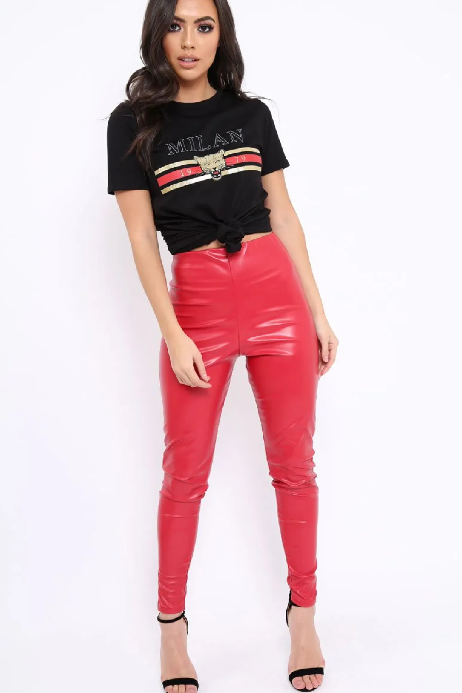 Rebellious Fashion Matte Red PU Leggings - Rio