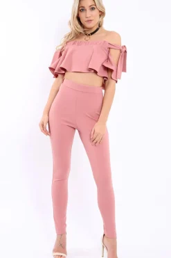 Rebellious Fashion Mauve Trousers and Crop Top Co-ord - Daizy