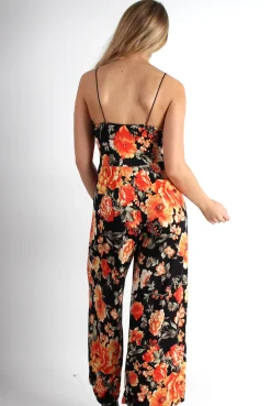Rebellious Fashion Maya Black Floral Jumpsuit