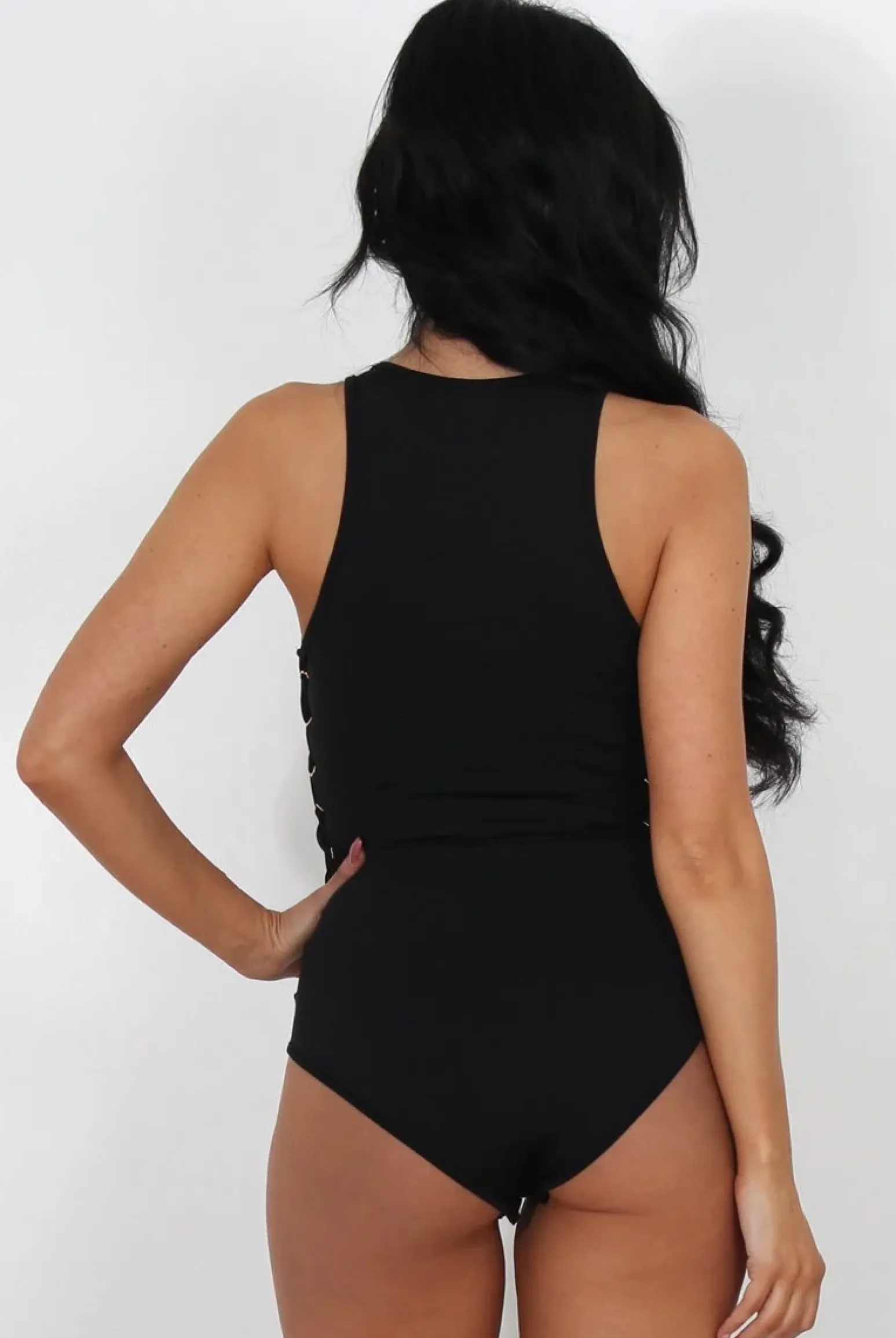 Rebellious Fashion MeeMee Black Tie Bodysuit