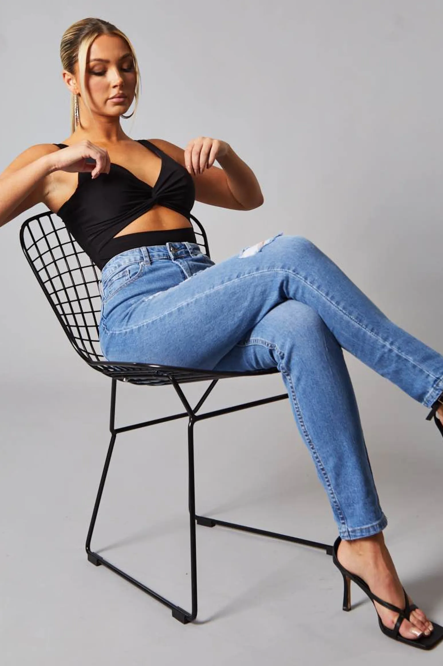 Rebellious Fashion Mid Blue Distressed Straight Jeans - Atria