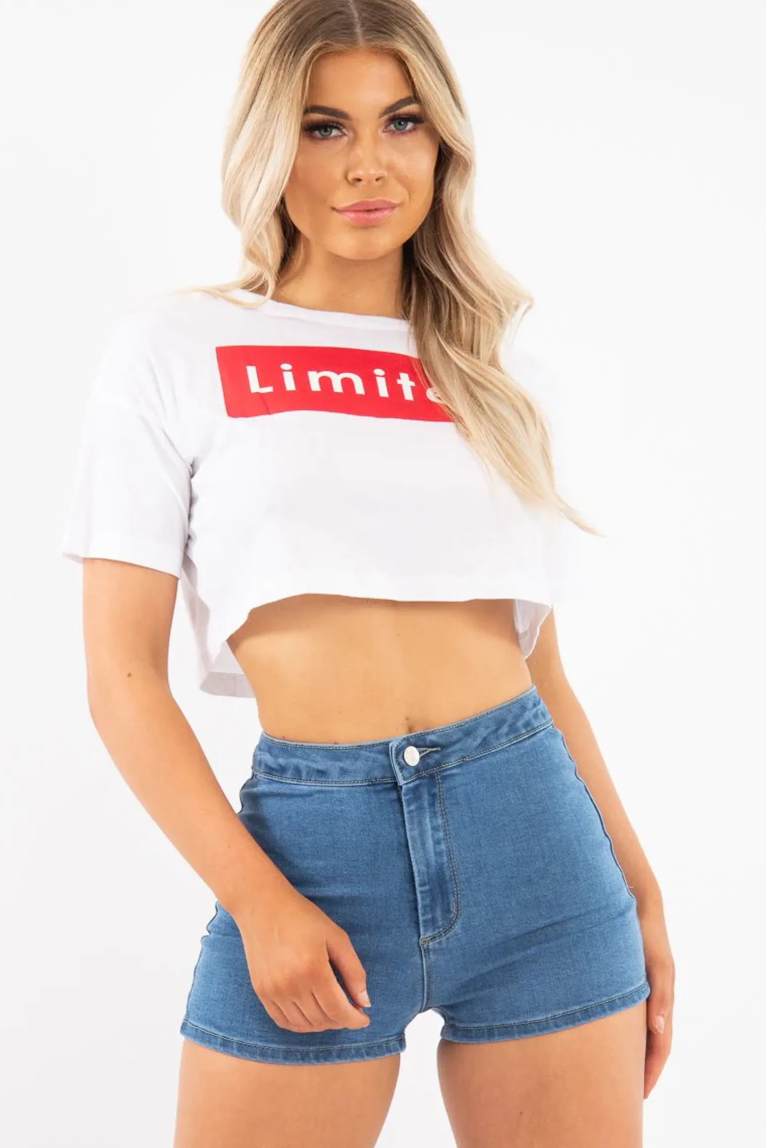 Rebellious Fashion Mid Blue High Waist Denim Hot Pant Shorts - Lylah