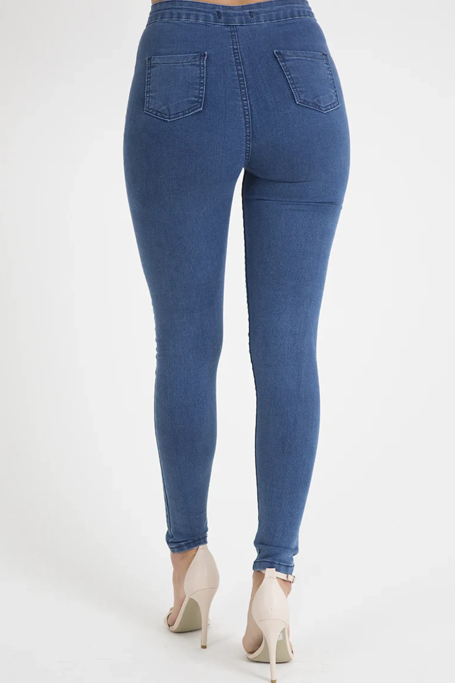 Rebellious Fashion Mid Blue High Waisted Skinny Jeans - Taylor