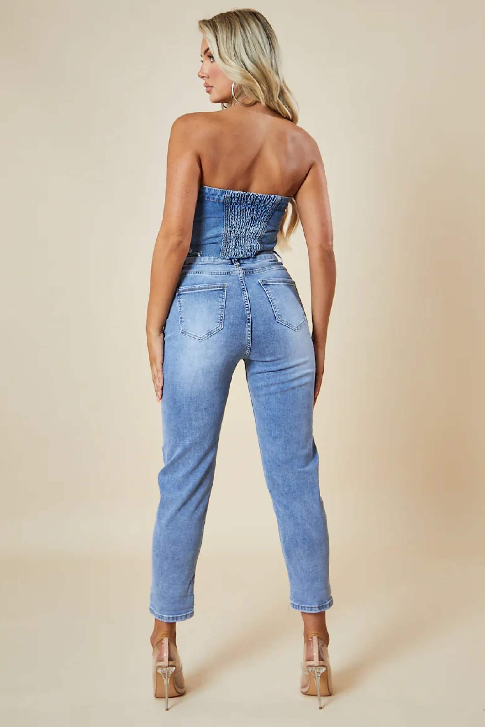 Rebellious Fashion Mid Blue High Waist Mom Jeans - Alma