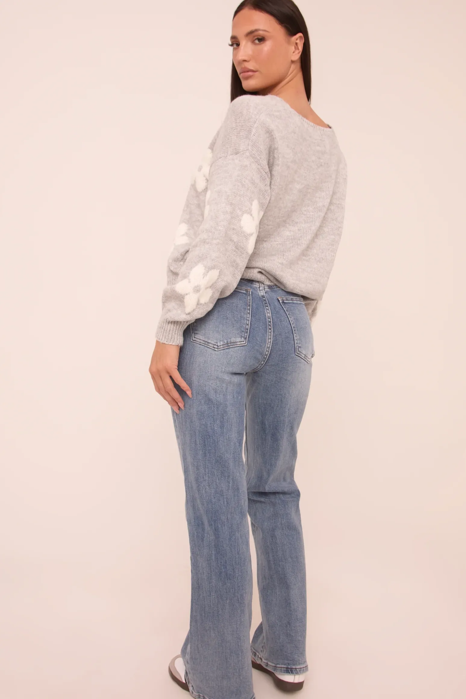 Rebellious Fashion Mid Blue Stretch High Waist Flared Leg Denim Jeans - Lux