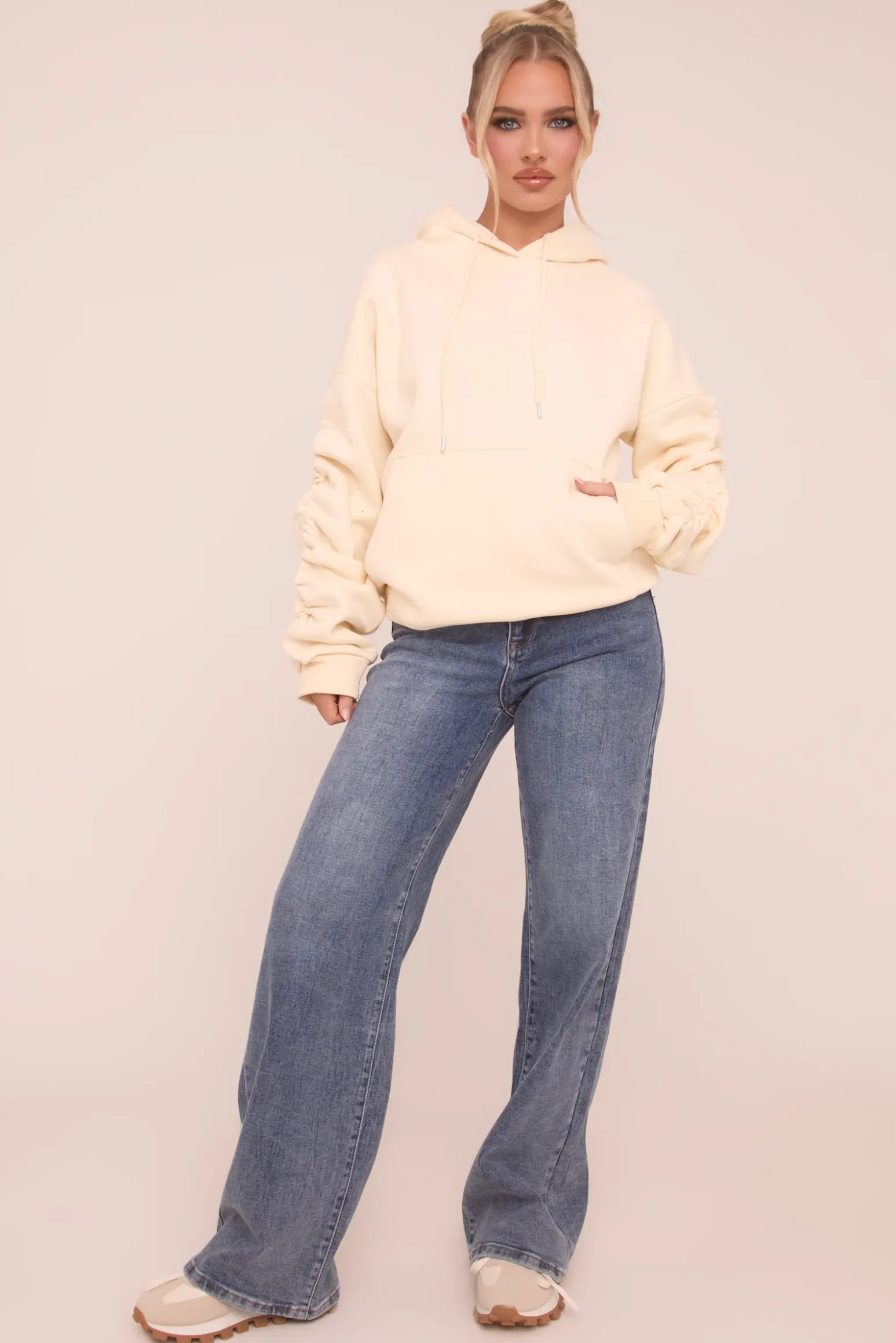 Rebellious Fashion Mid Blue Stretch High Waist Wide Leg Jeans - Avalon
