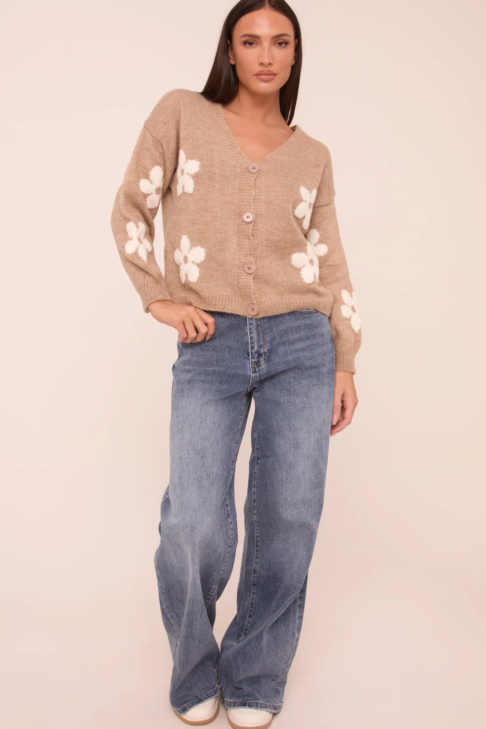 Rebellious Fashion Mid Blue Stretch Wide Leg Denim Jeans - Winona