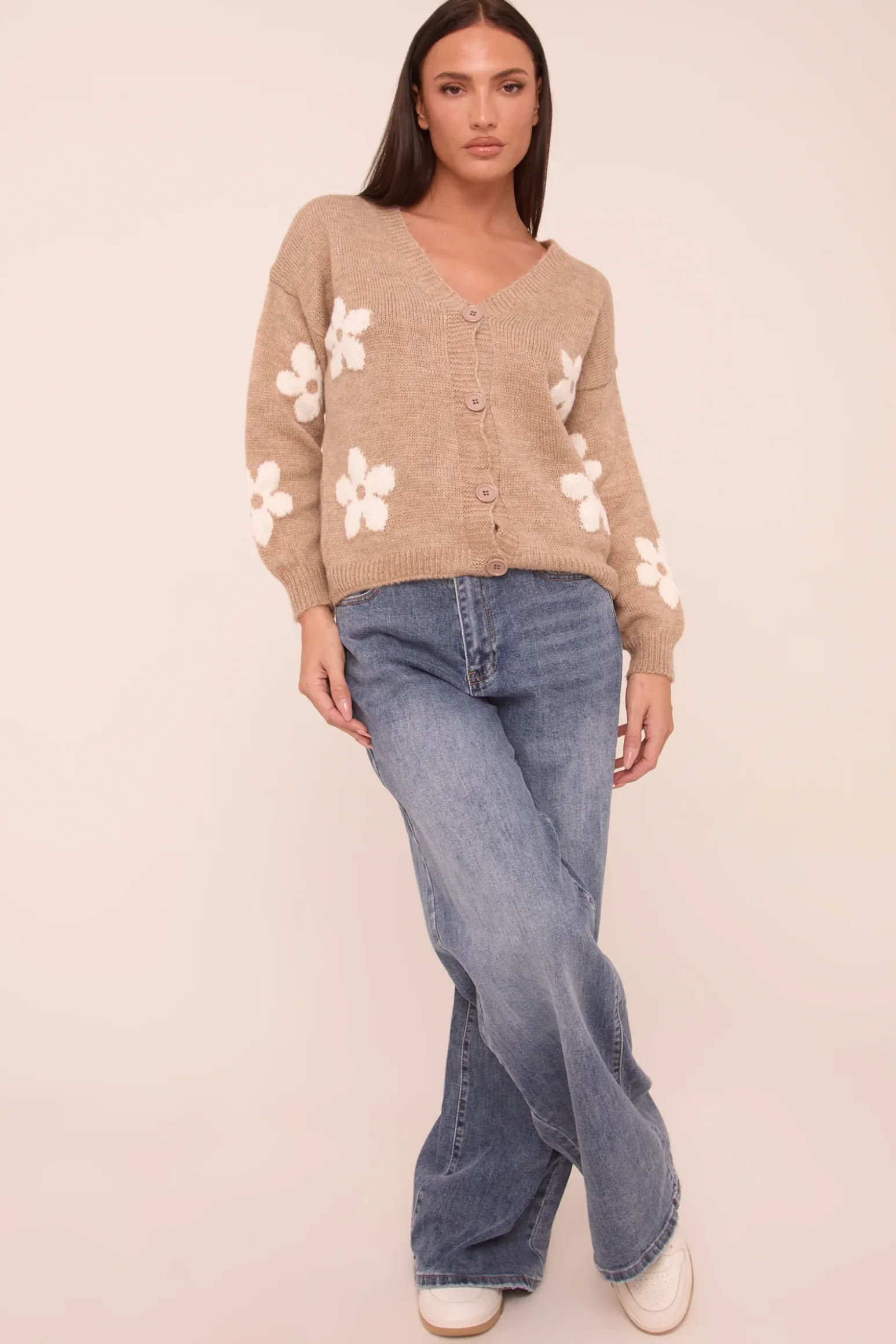 Rebellious Fashion Mid Blue Stretch Wide Leg Denim Jeans - Winona